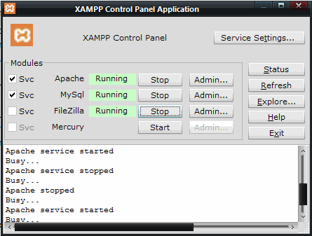 XAMPP Control Panel